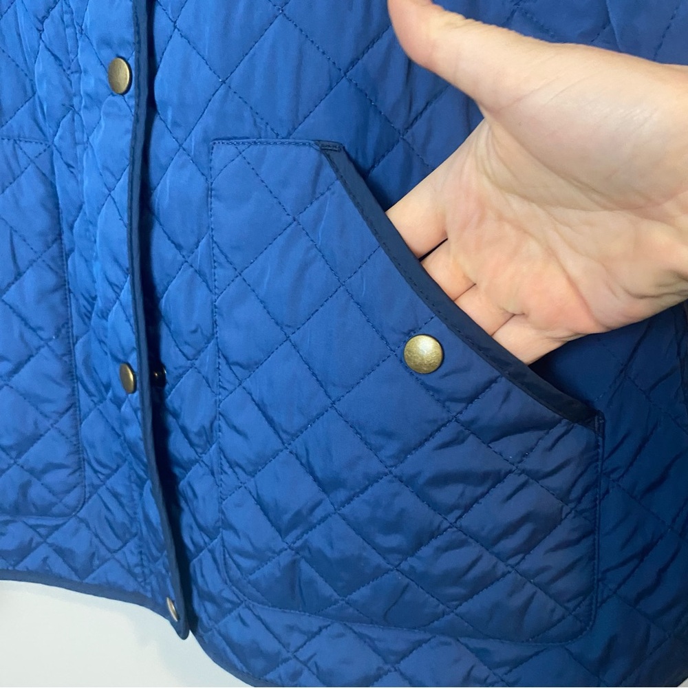 Lands End Quilted Zip Snap Jacket Barn Chore Coat Classic Heritage Puffer Blue M - Picture 7 of 16